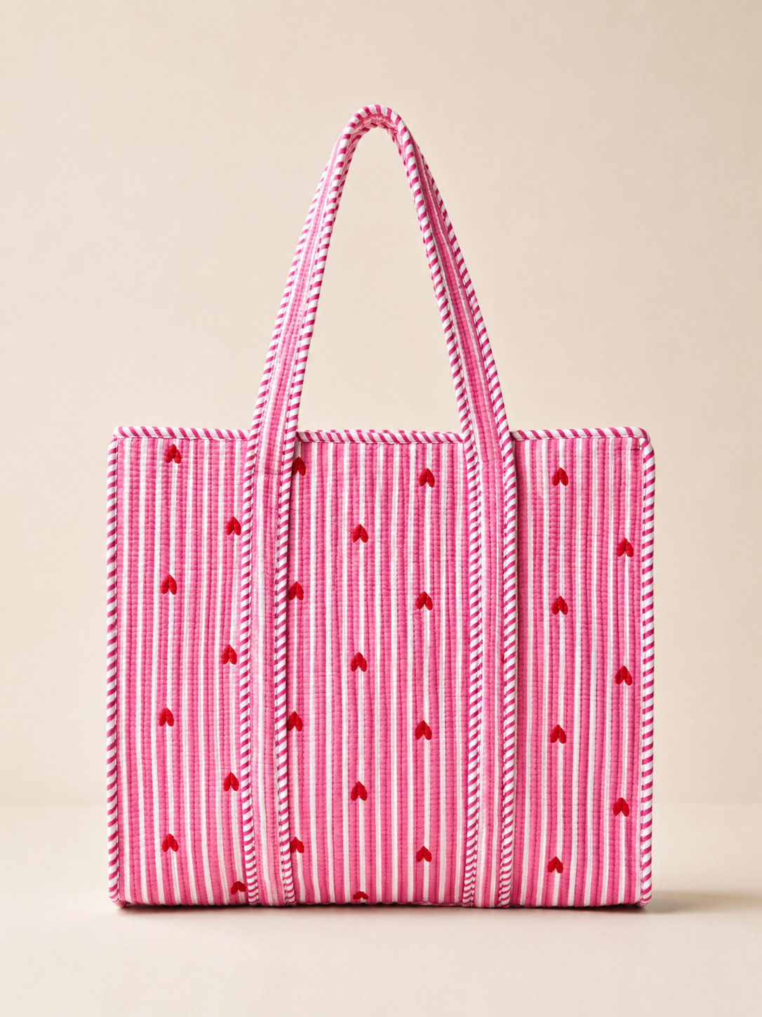 Hand Block Printed Cotton Quilted Tote Bag with Pouches ( Combo Set ) view 2