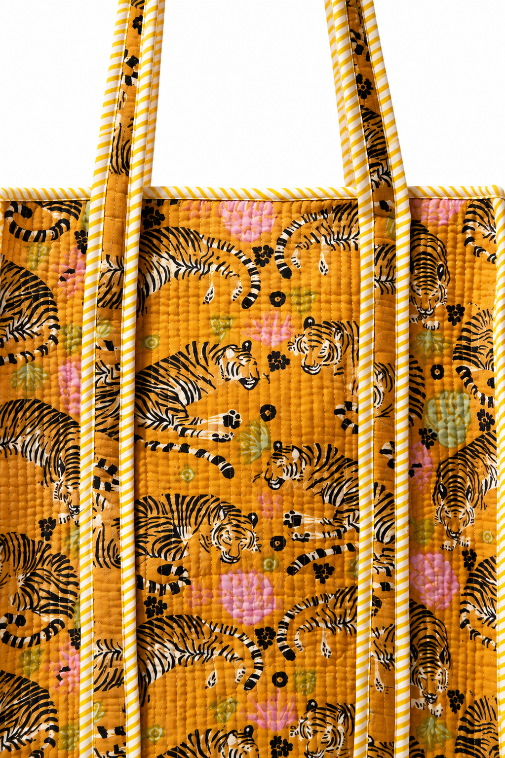 Hand Block Printed Cotton Quilted Tote Bag view 2