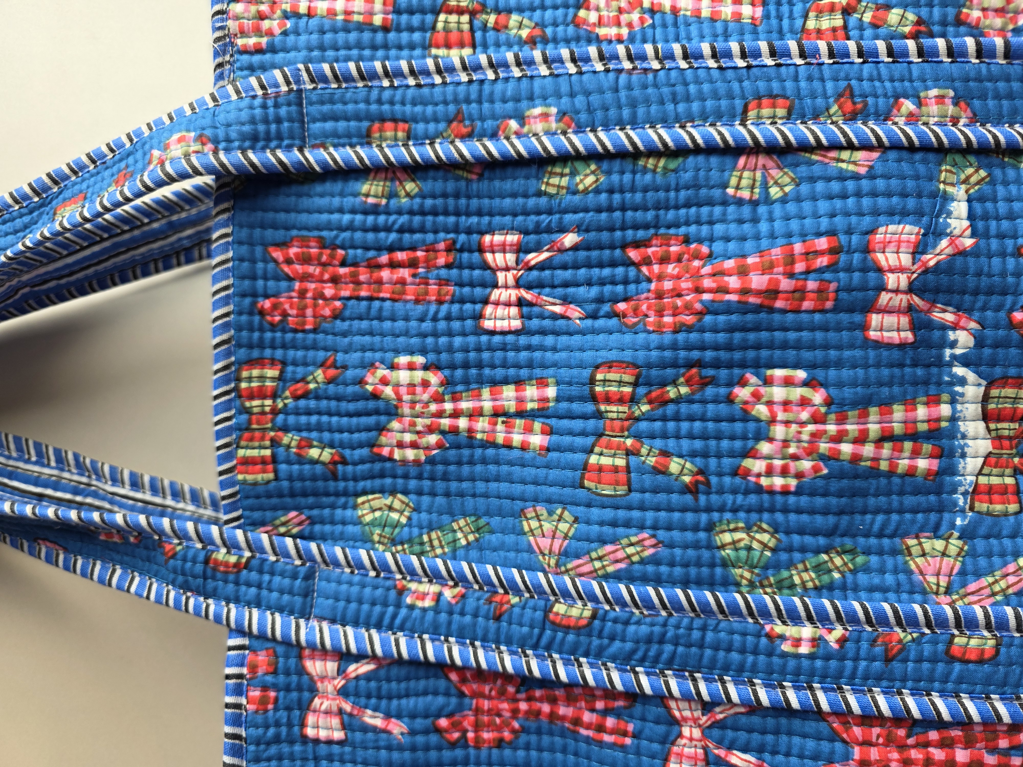 Hand Block Printed Cotton Quilted Tote Bag with Pouches ( Combo Set ) view 5