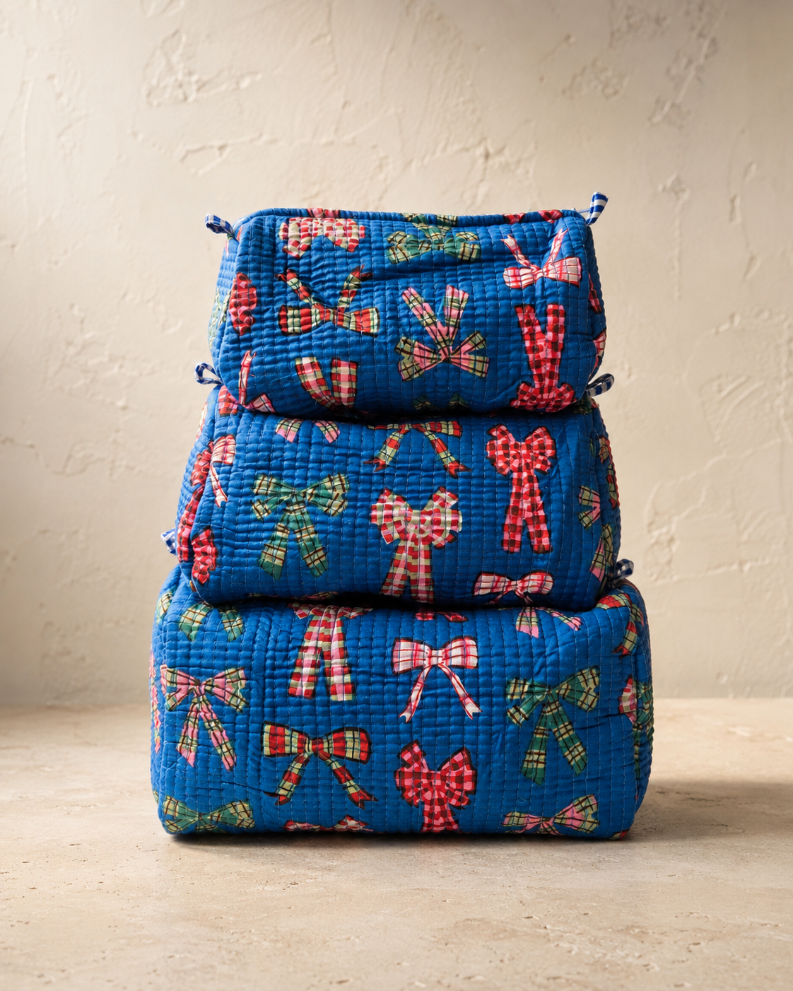 Hand Block Printed Cotton Quilted Tote Bag with Pouches ( Combo Set ) view 3