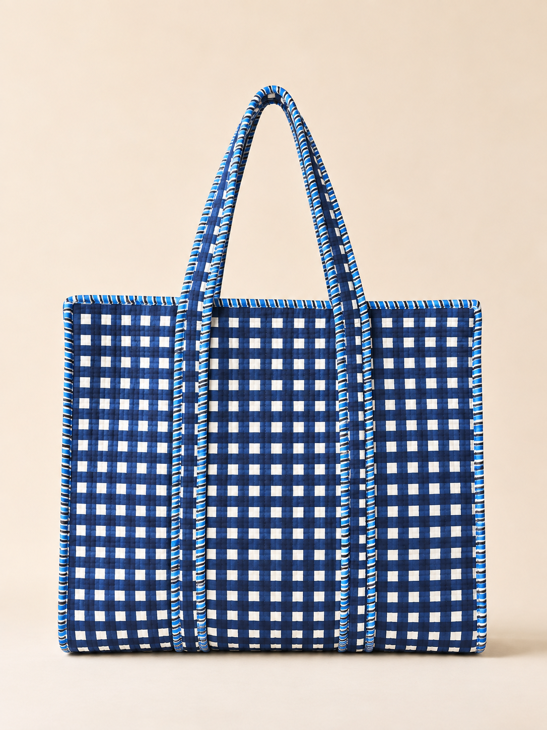 Hand Block Printed Cotton Quilted Tote Bag with Pouches ( Combo Set ) view 2