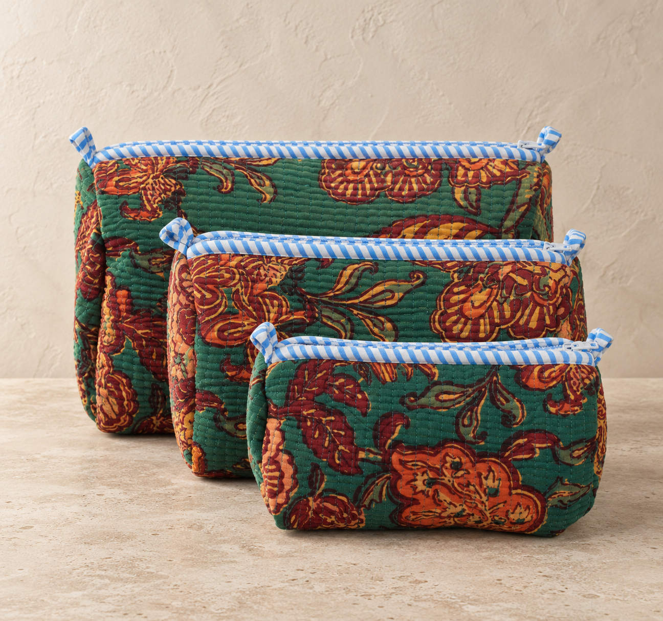 Hand Block Printed Cotton Quilted Pouches view 2