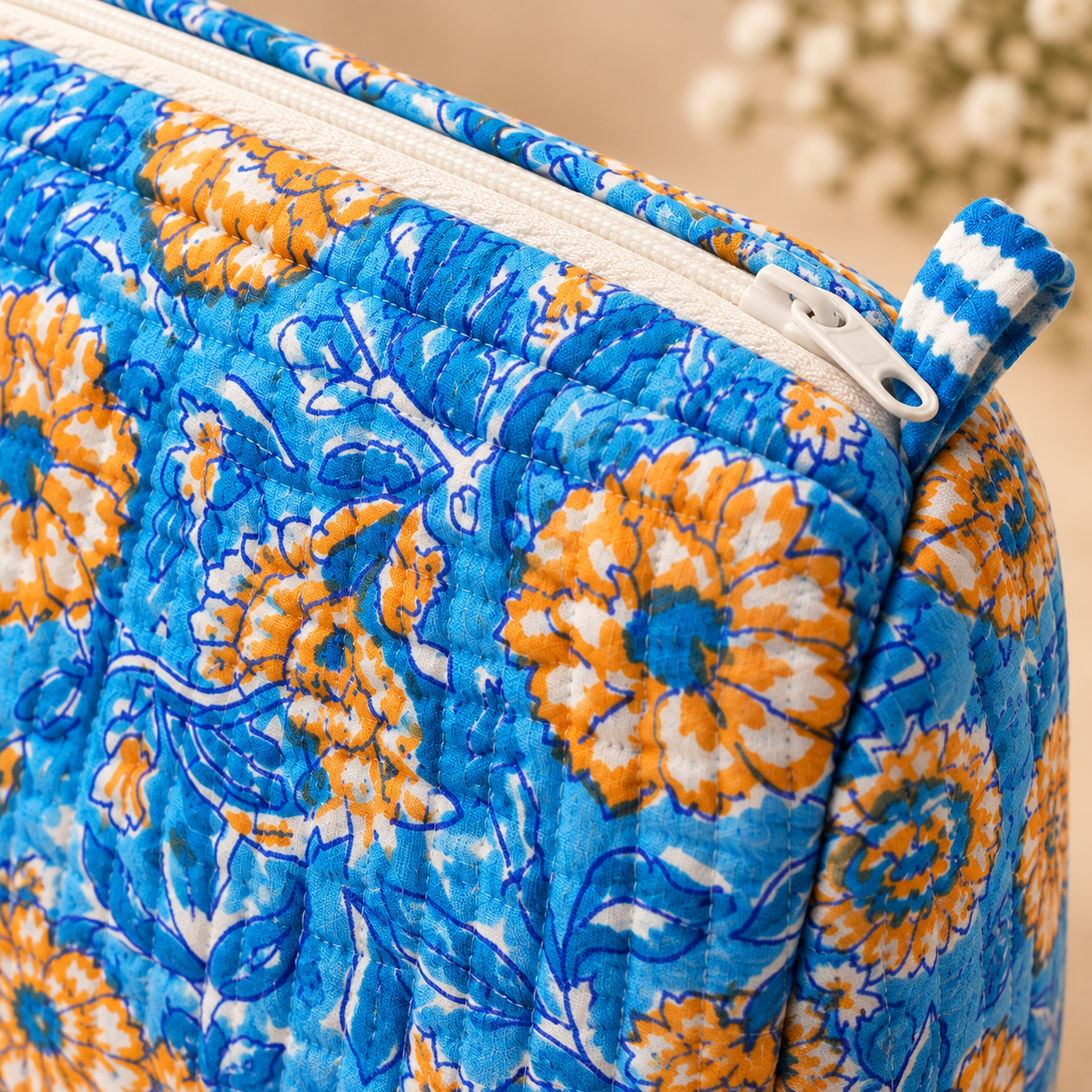 Hand Block Printed Cotton Quilted Pouches view 4