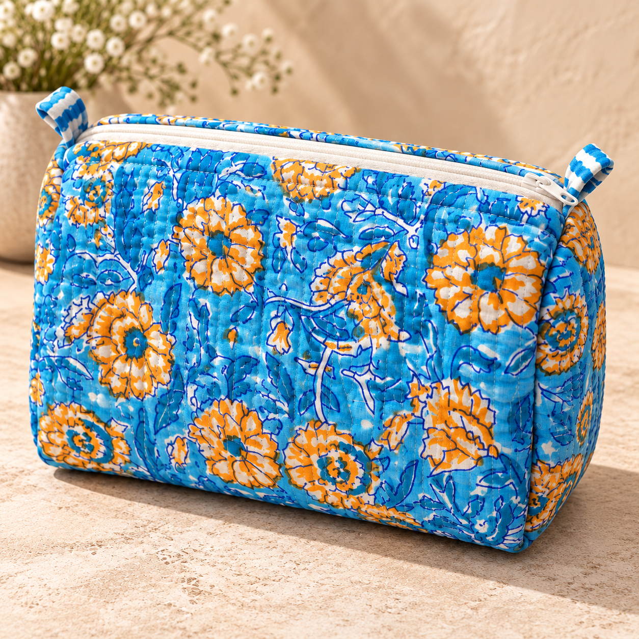 Hand Block Printed Cotton Quilted Pouches view 3