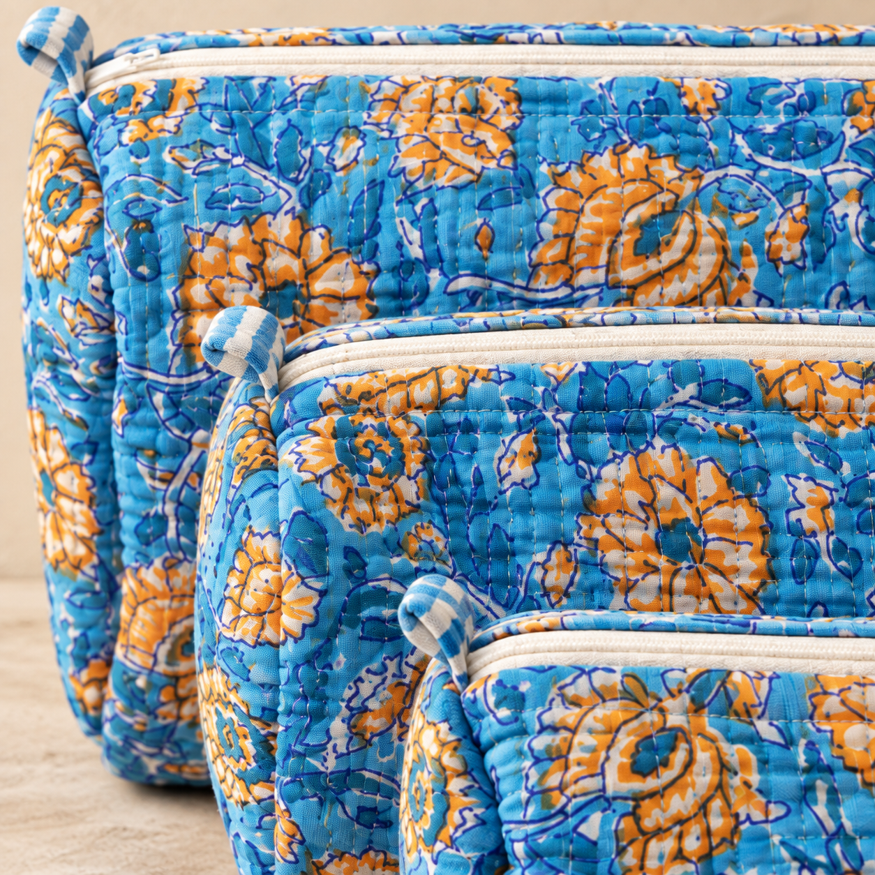 Hand Block Printed Cotton Quilted Pouches view 2