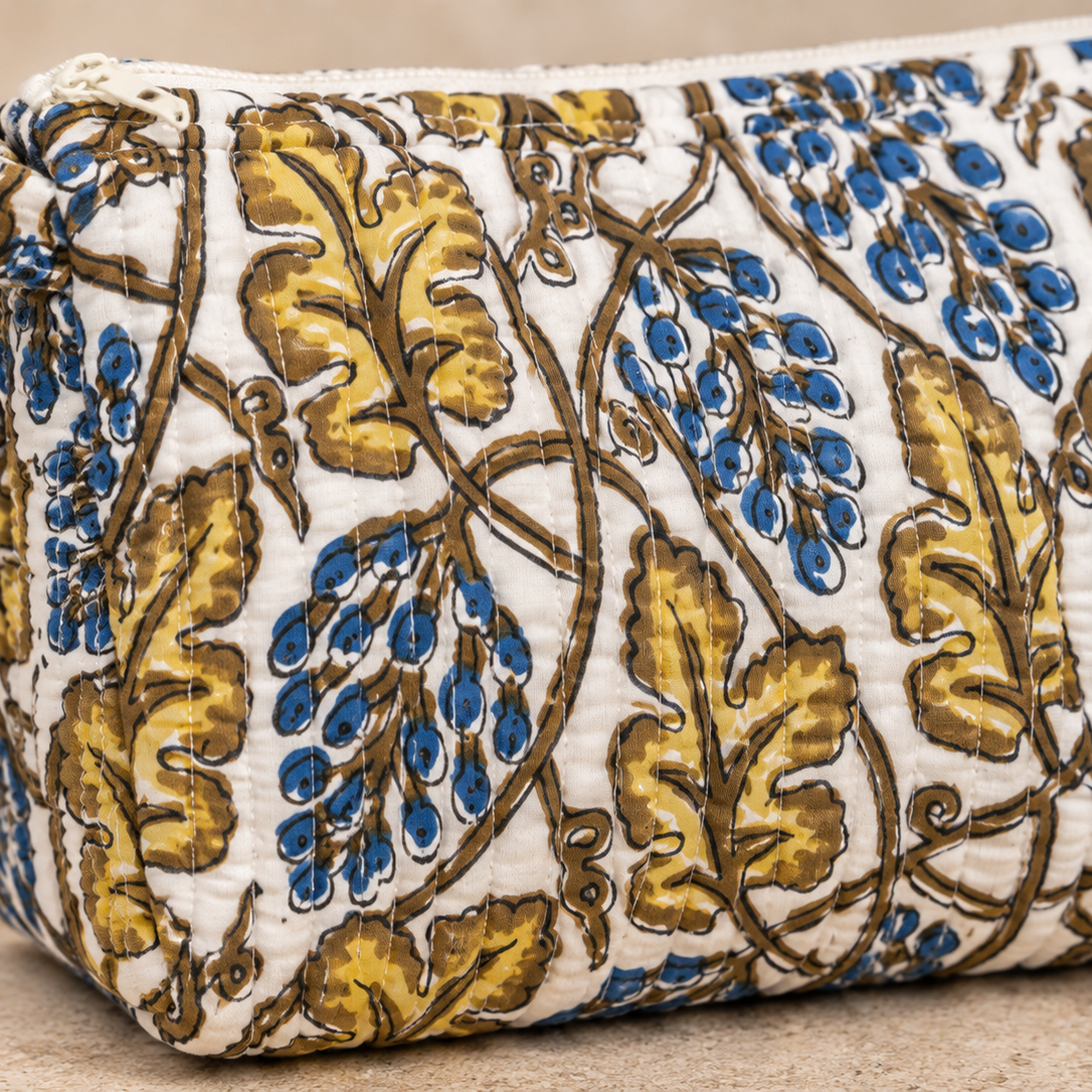Hand Block Printed Cotton Quilted Pouches view 2