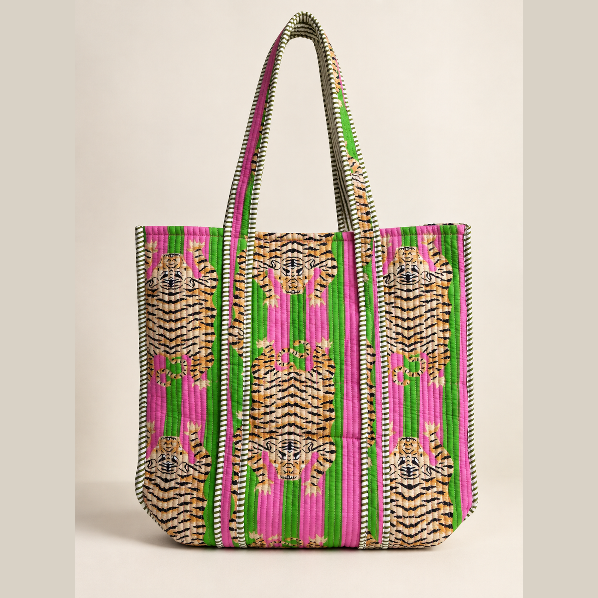 Hand Block Printed Cotton Quilted Tote Bag