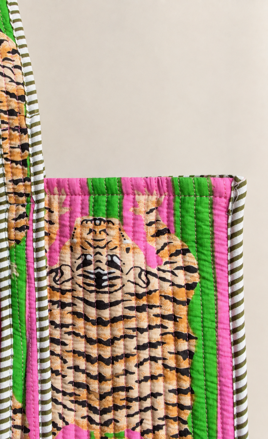 Hand Block Printed Cotton Quilted Tote Bag view 4