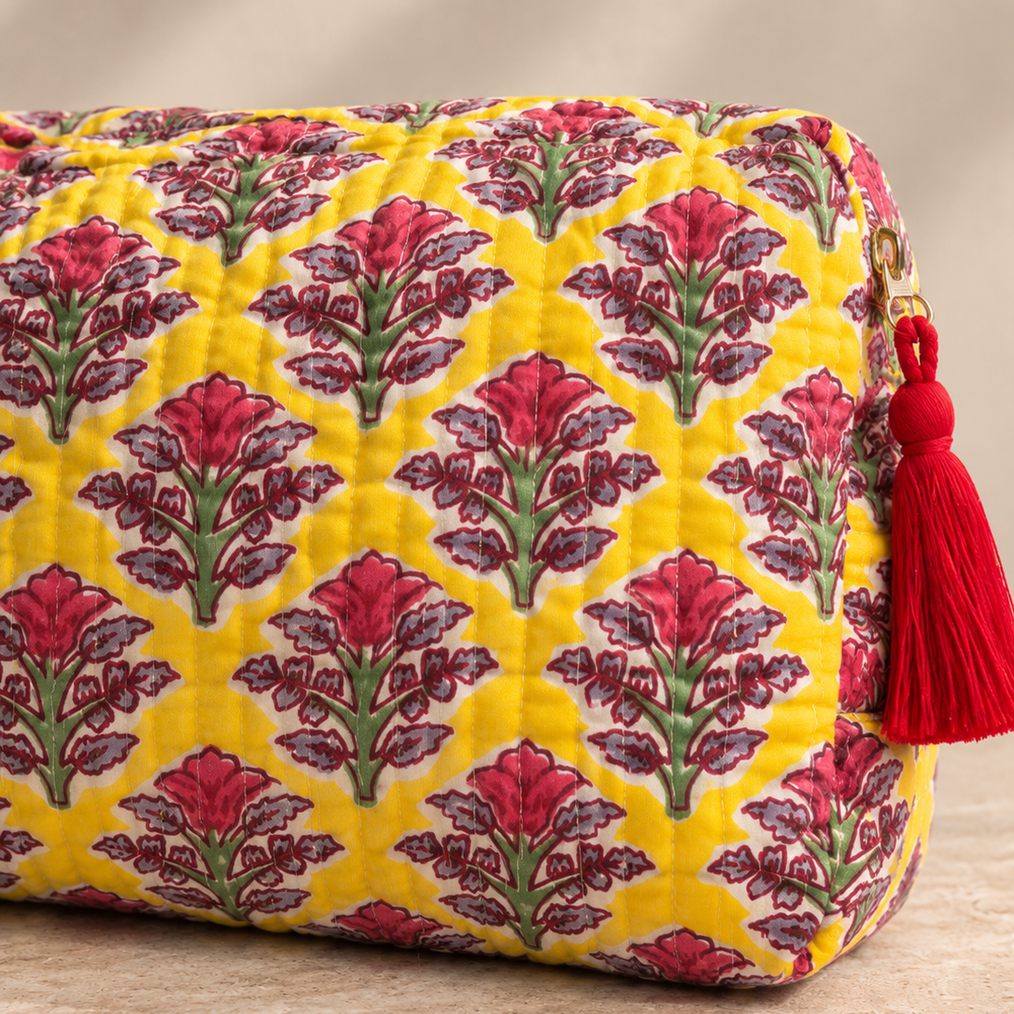 Hand Block Printed Cotton Quilted Pouches view 2