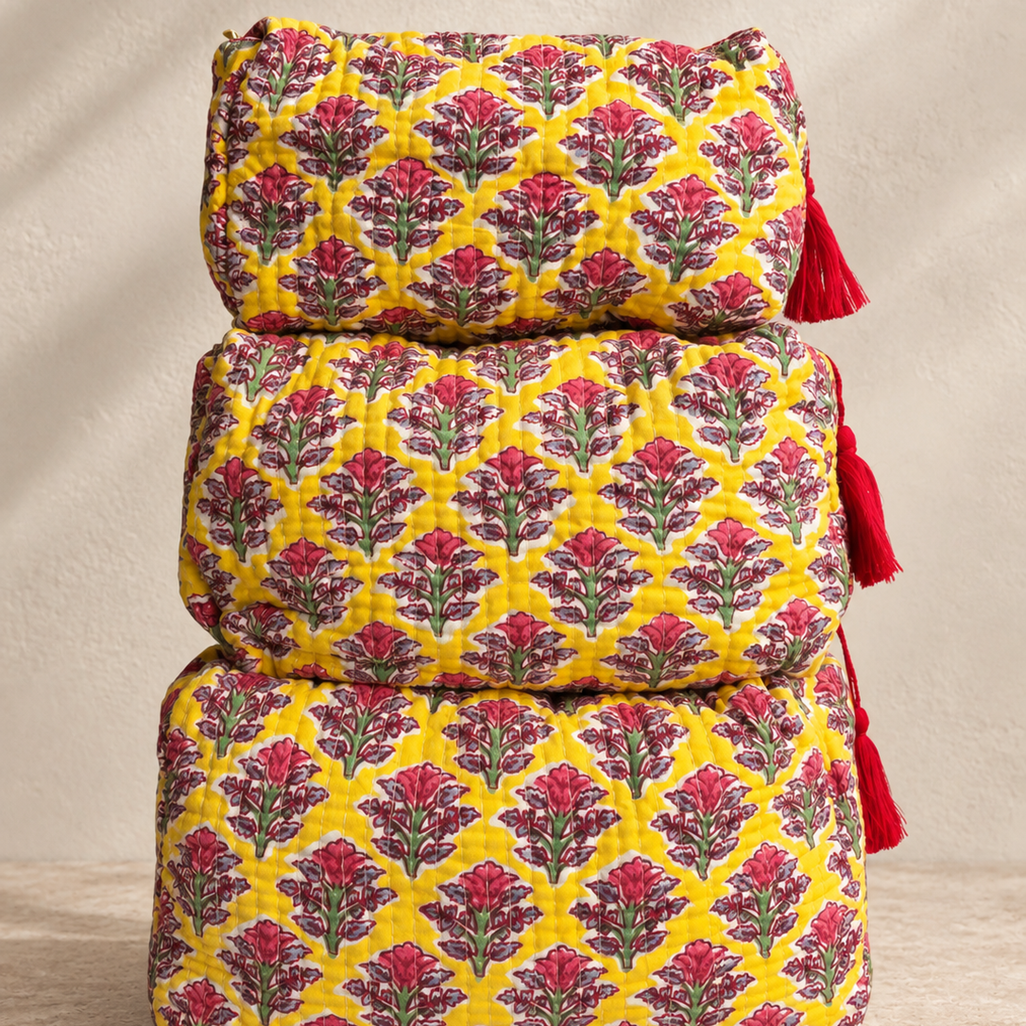 Hand Block Printed Cotton Quilted Pouches