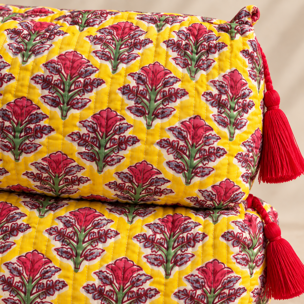 Hand Block Printed Cotton Quilted Pouches view 3