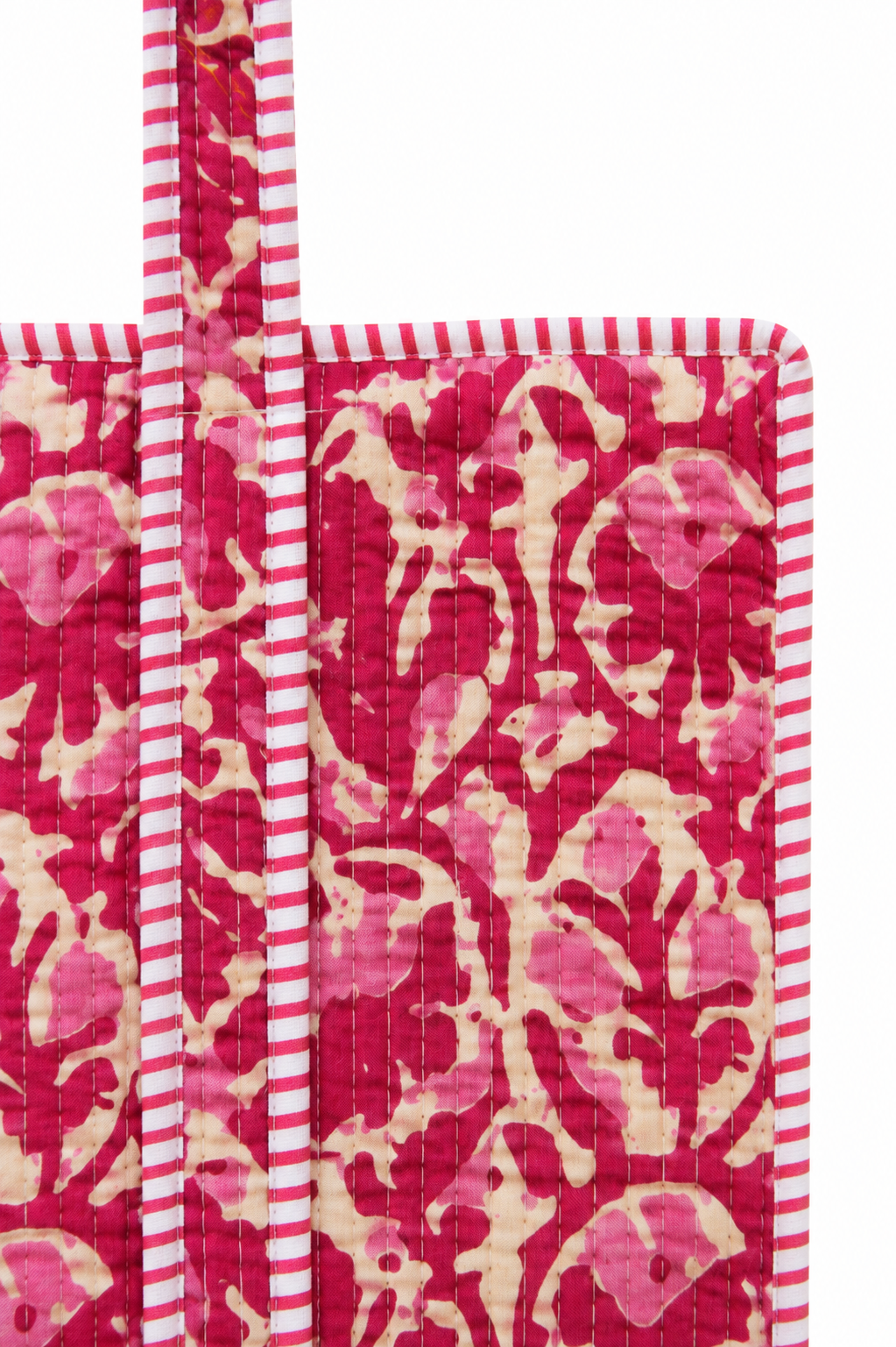 Hand Block Printed Cotton Quilted Tote Bag view 3