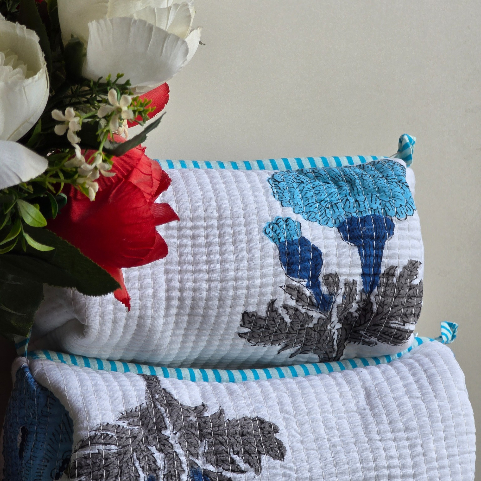 Hand Block Printed Cotton Quilted Pouches view 3