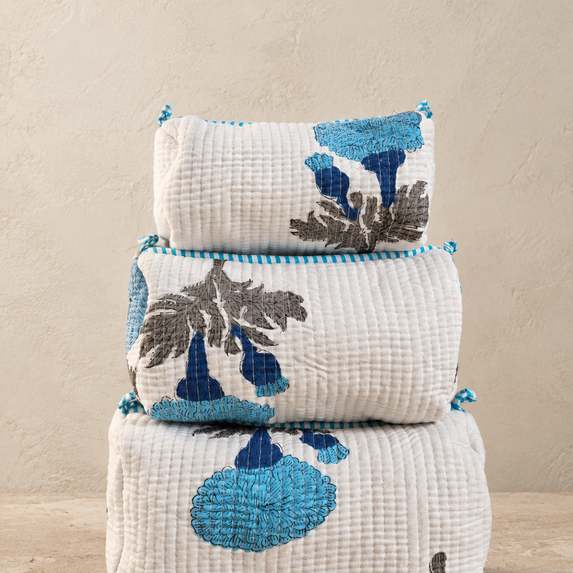 Hand Block Printed Cotton Quilted Pouches