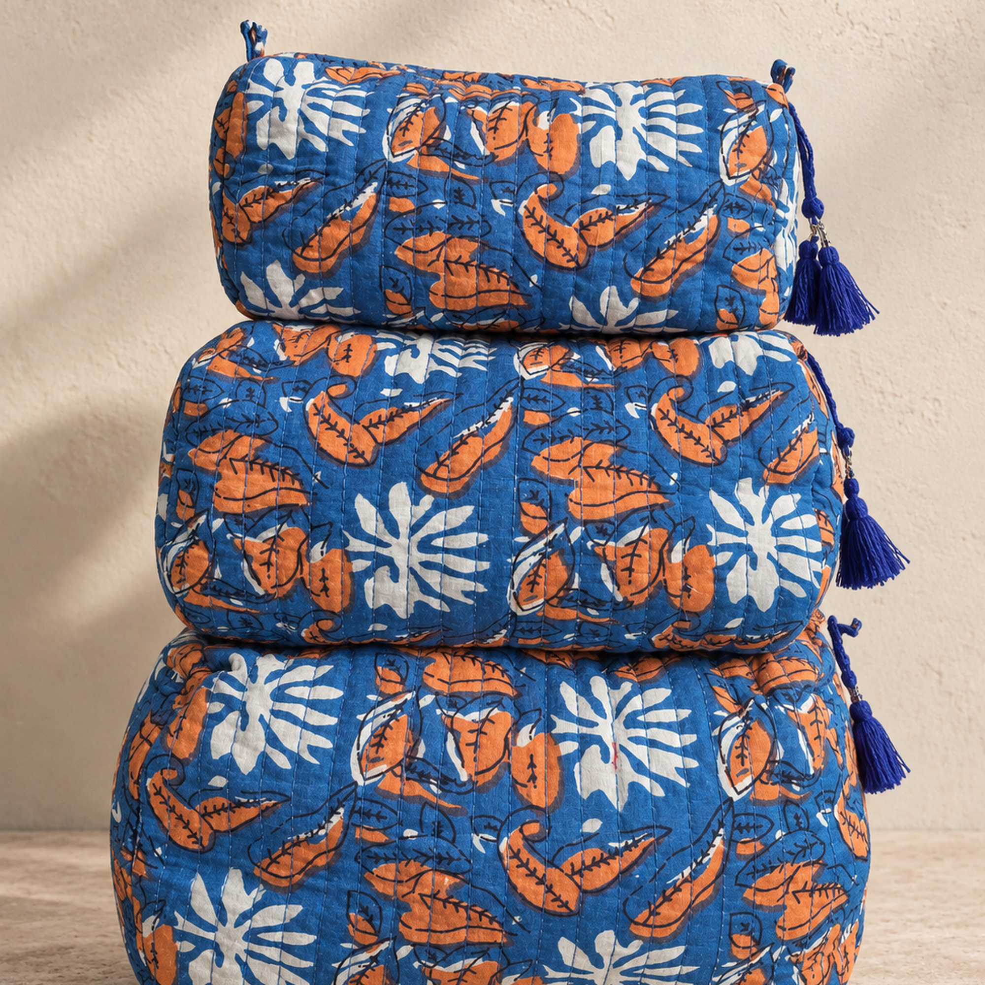 Hand Block Printed Cotton Quilted Pouches