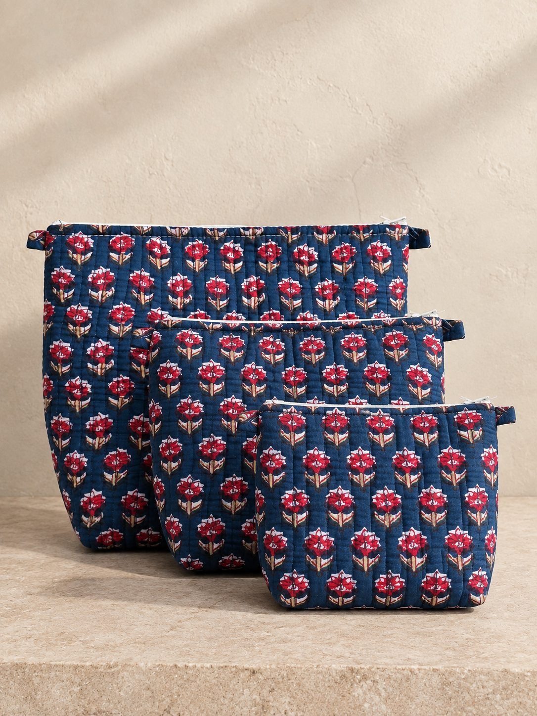 Hand Block Printed Cotton Quilted Pouches