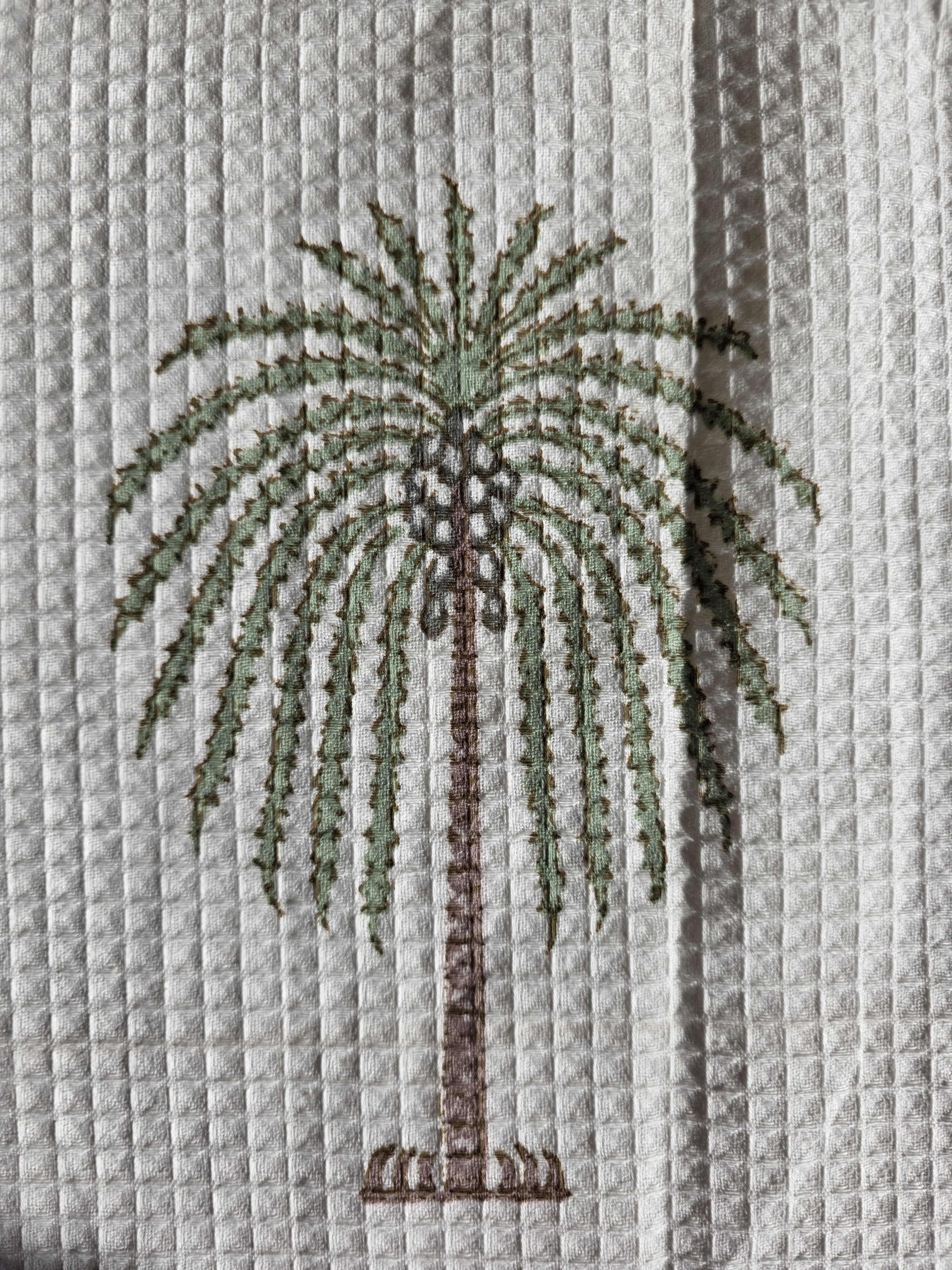 Hand Block Printed Cotton Waffle Bathrobe view 6