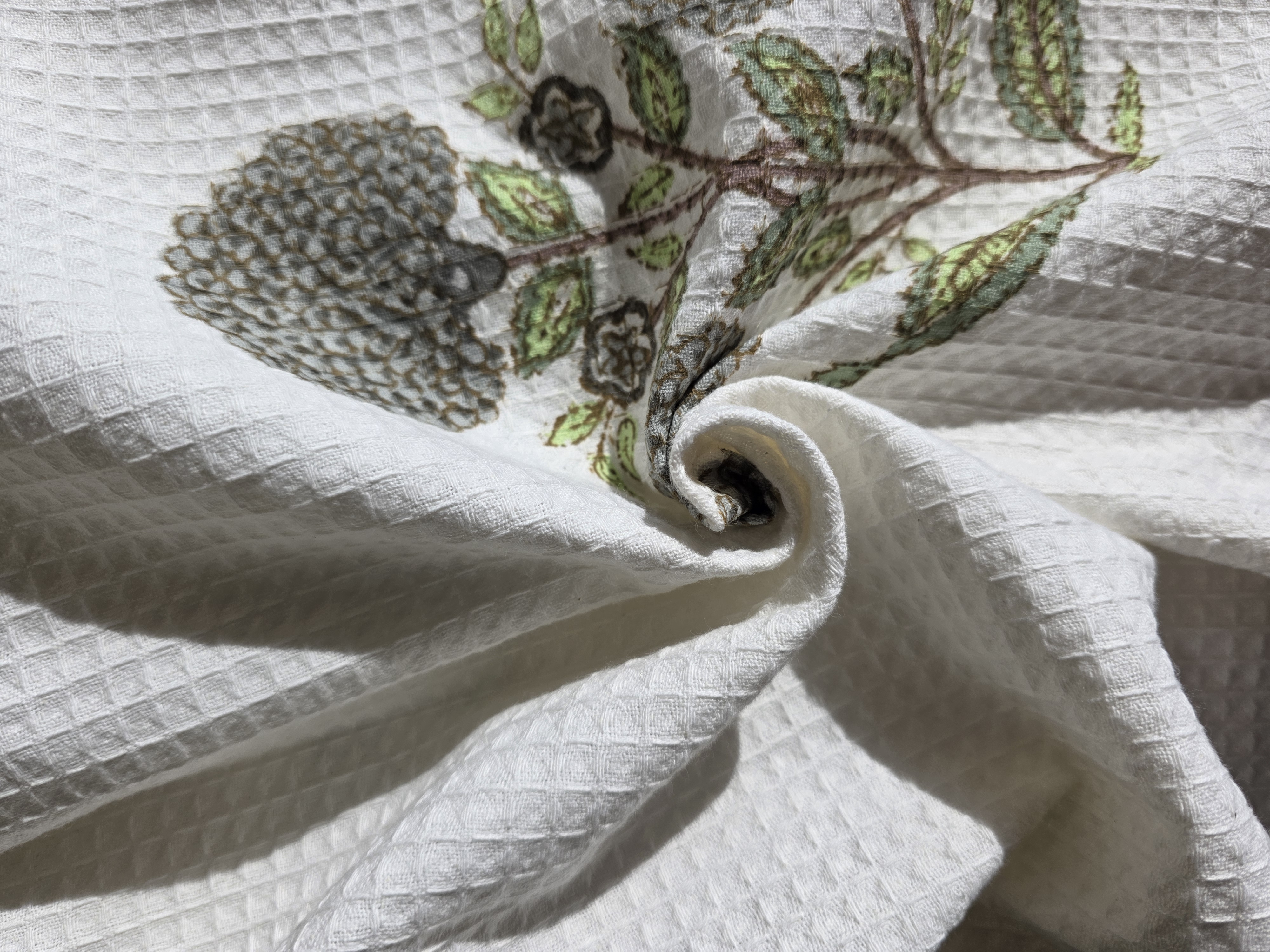 Hand Block Printed Cotton Waffle Bathrobe view 4