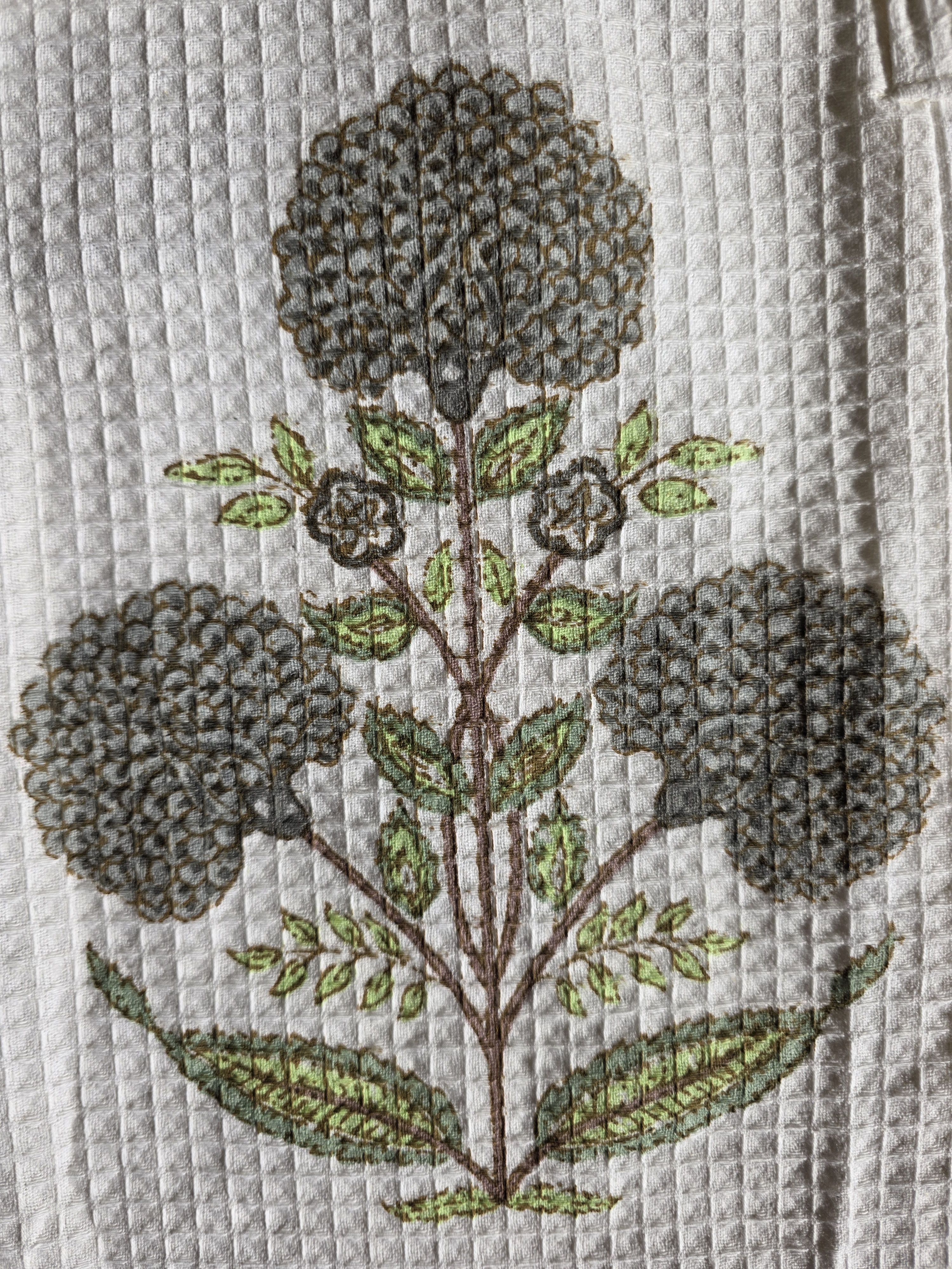 Hand Block Printed Cotton Waffle Bathrobe view 5