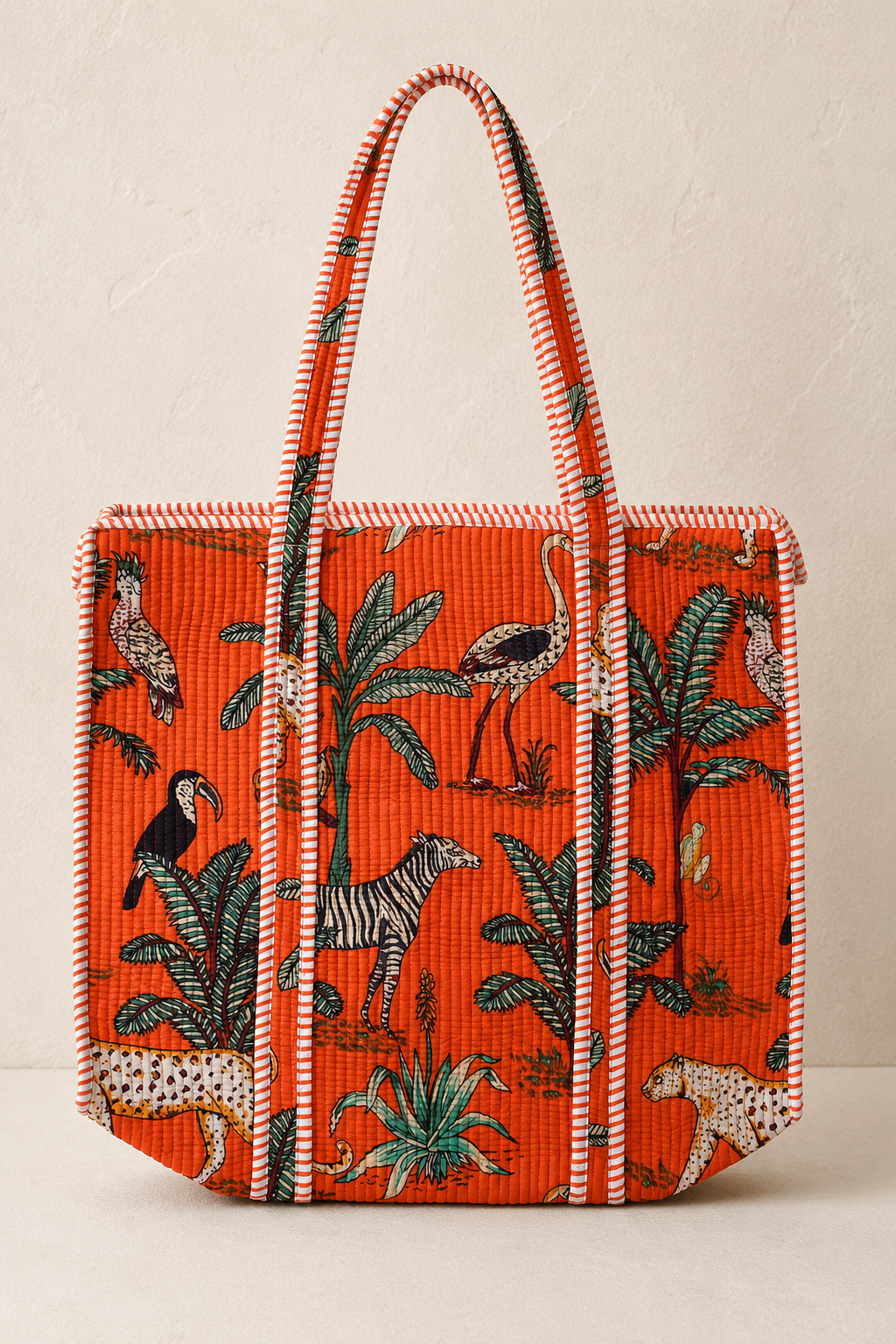 Hand Block Printed Cotton Quilted Tote Bag