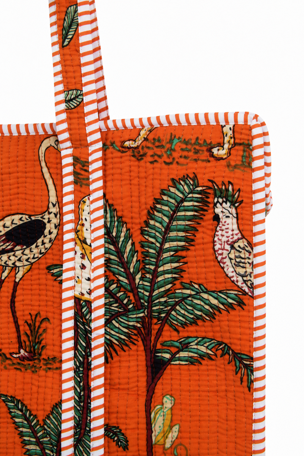 Hand Block Printed Cotton Quilted Tote Bag view 3