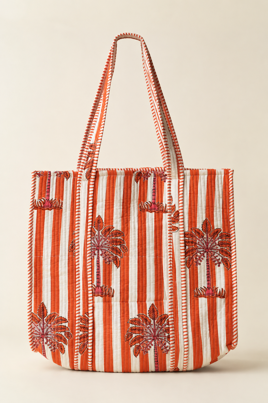 Hand Block Printed Cotton Quilted Tote Bag