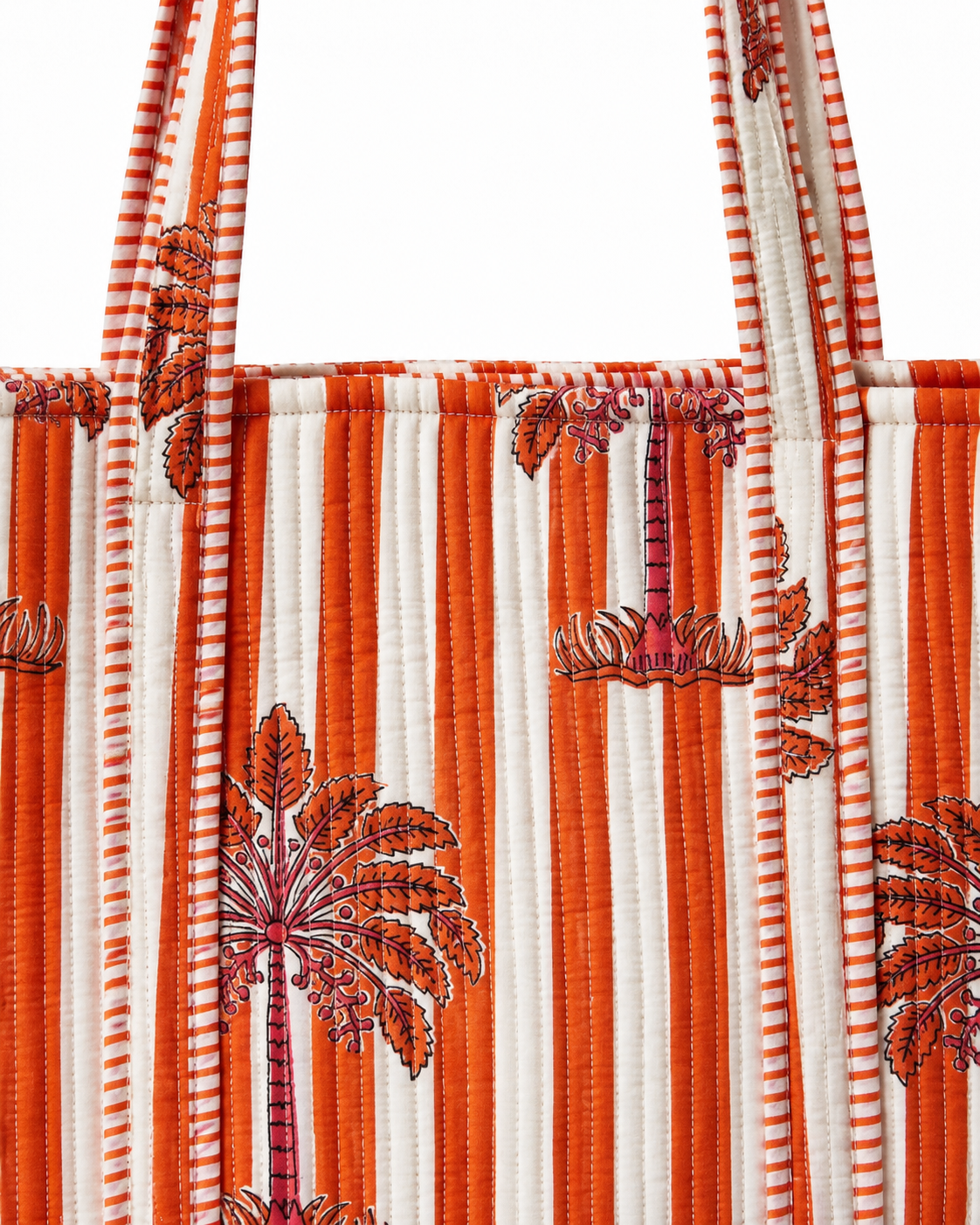 Hand Block Printed Cotton Quilted Tote Bag view 2