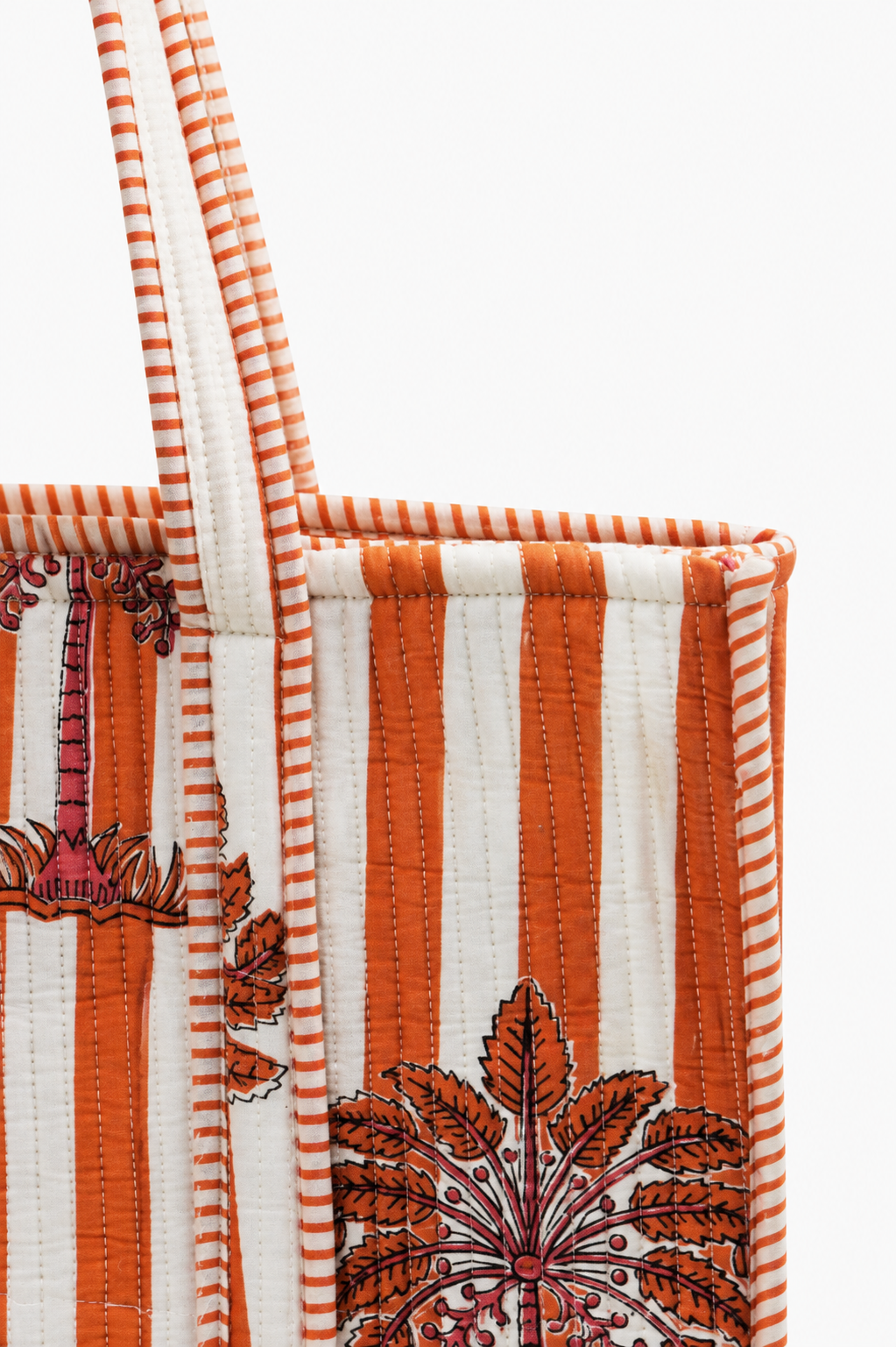 Hand Block Printed Cotton Quilted Tote Bag view 3