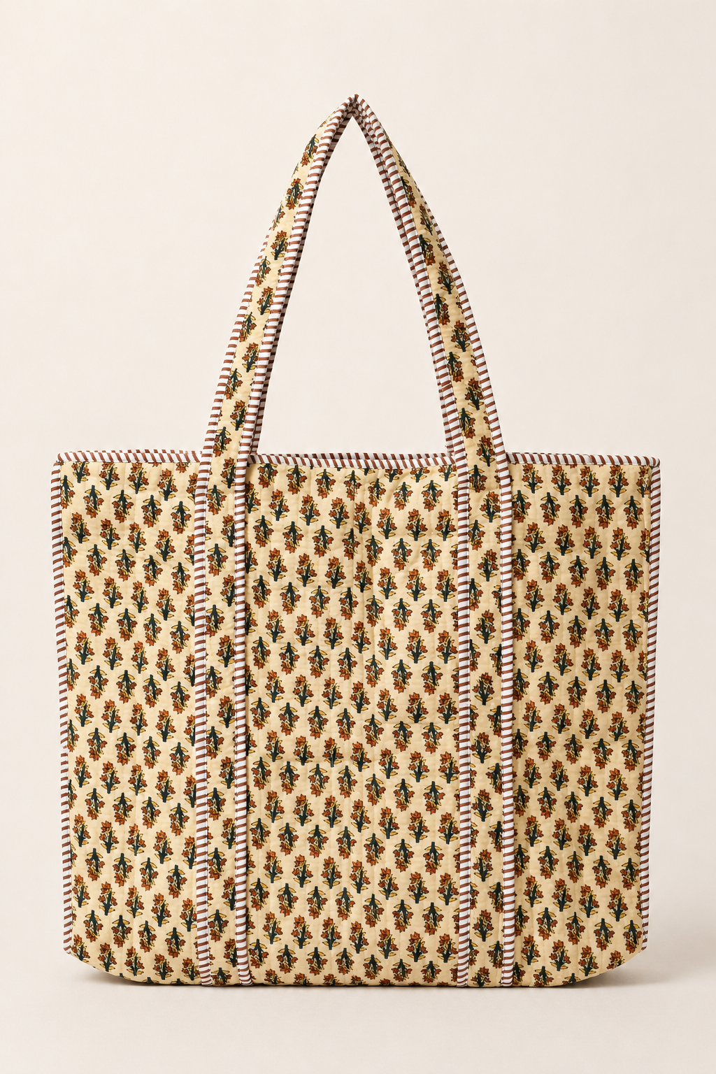 Hand Block Printed Cotton Quilted Tote Bag view 2