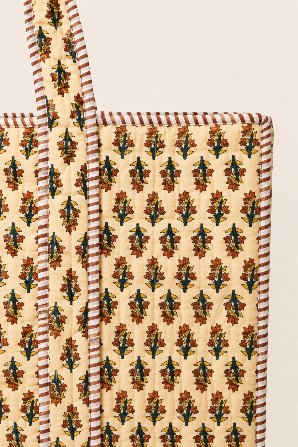 Hand Block Printed Cotton Quilted Tote Bag view 4